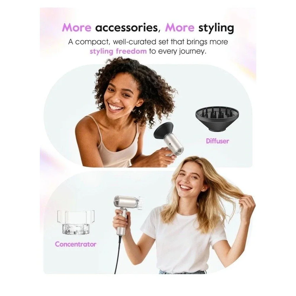Dual Voltage Travel Mini Hair Dryer, Lightweight Ionic Blow Dryer, Professional